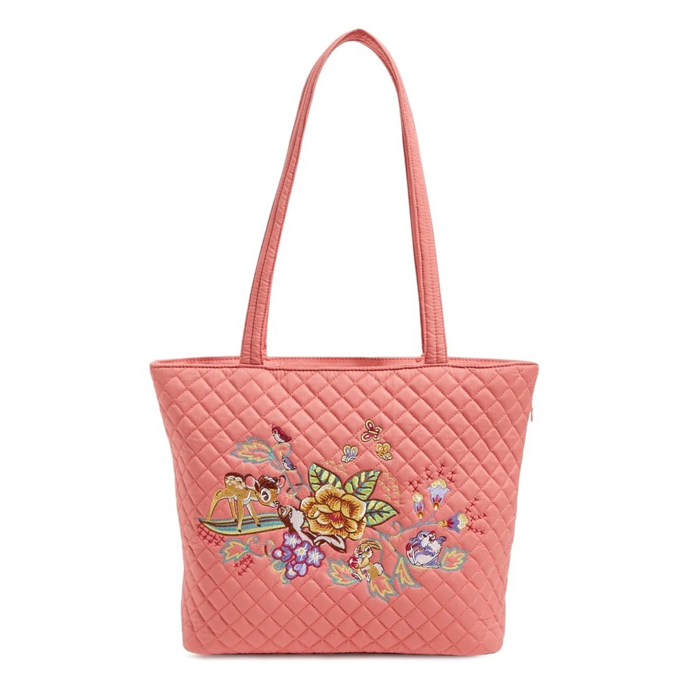 Vera Bradley Small Vera Tote “ Bambi” Embroidered Coral Quilted Tote Bag. NWT